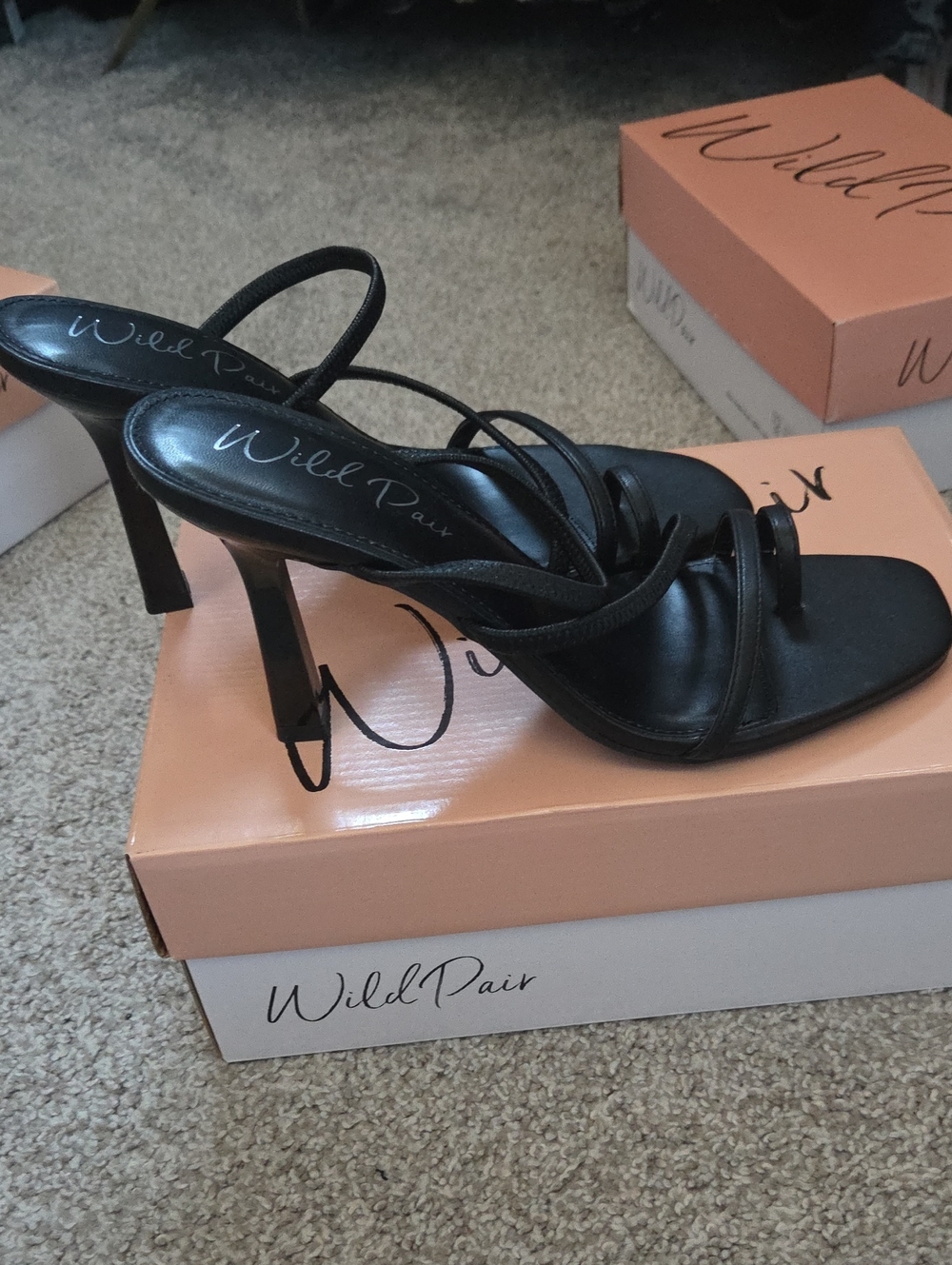 Wild Pair Black Strappy Stiletto Heels